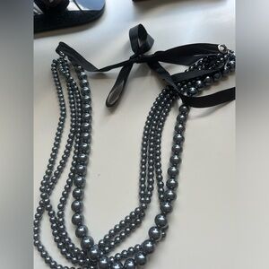 Layered grey pearl necklace
